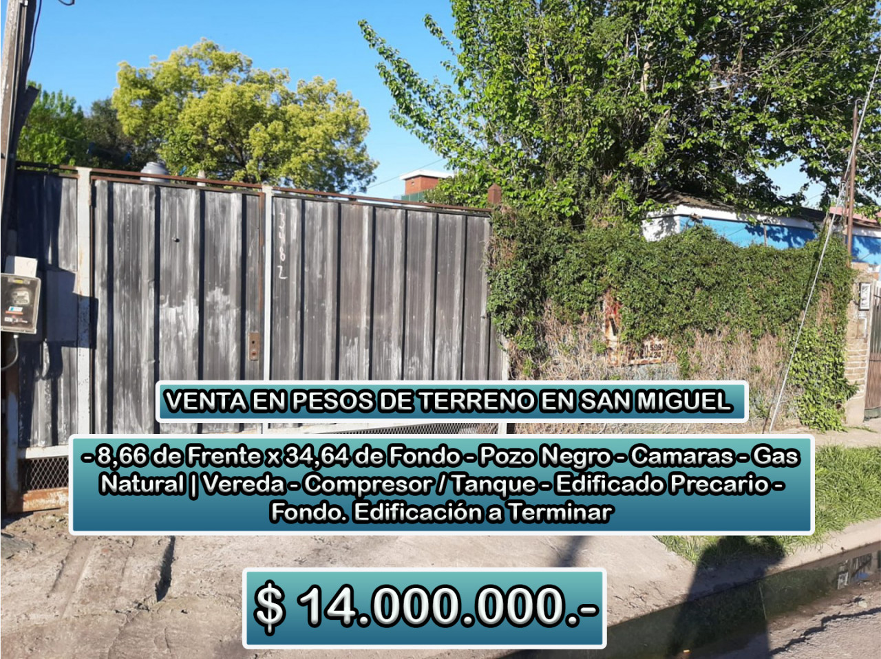 Terreno en PESOS | San Luis 3482, a 500 Mts de Av. Pres. Umberto Illia